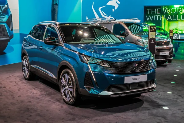 stock image Peugeot 3008 plug-in hybrid SUV car showcased at the Brussels Autosalon European Motor Show. Brussels, Belgium - January 13, 2023.