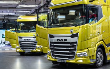 New DAF XG and XG+ trucks at the Hannover IAA Transportation Motor Show. Germany - September 20, 2022