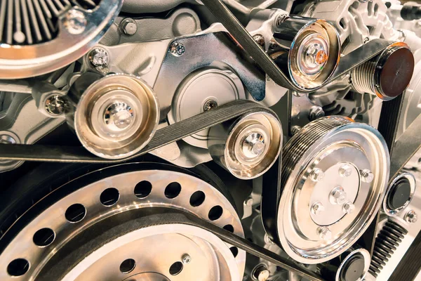 プーリーベルトカーエンジンの背景 — ストック写真