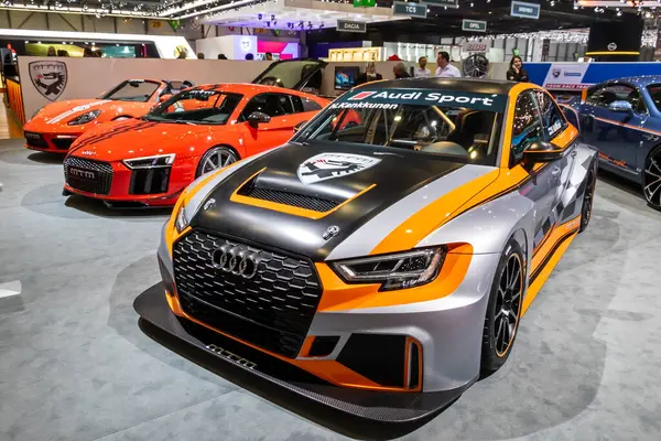 Audi Rs3 Lms Mtm Spor Araba Cenevre Uluslararası Otomobil Fuarı Telifsiz Stok Imajlar