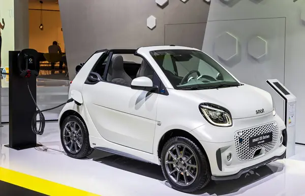 stock image Smart EQ fortwo electric city car at the Frankfurt IAA Motor Show. Germany - September 11, 2019.