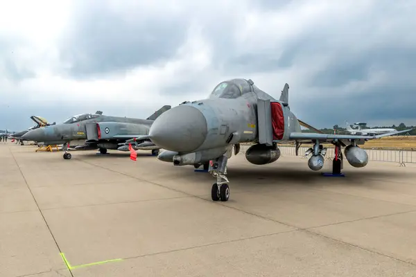 stock image Hellenic (Greek) Air Force F-4E Phantom II fighter jet on display at the NATO Geilenkirchen Open House. Germany - July 2, 2017