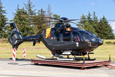 Airbus EC135P2+ (H135) rescue helicopter from MFG-5 at Nordholz Navy Base. Germany - June 14, 2019 clipart