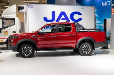 JAC T9 EV pick-up Double Cabine at the Hannover IAA Transportation Motor Show. Germany - September 16, 2024 clipart