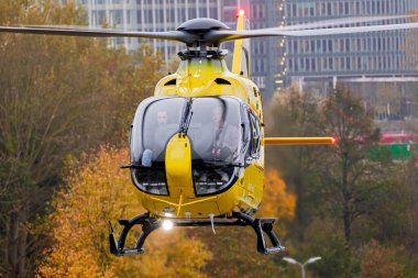 Airbus Helicopters H135 (EC135P3H) helicopter in flight. Amsterdam, The Netherlands - Nov 8, 2024 clipart