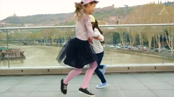 Tbilisi Georgia Childrens Peace Bridge Selective Focus Kid — Stock Video