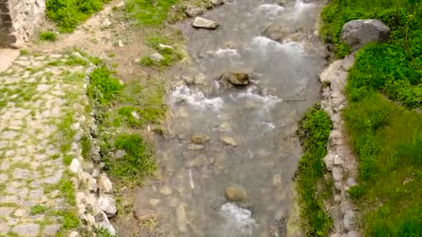 Strömen Fließende Wassersteine Selektiver Fokus Natur — Stockvideo