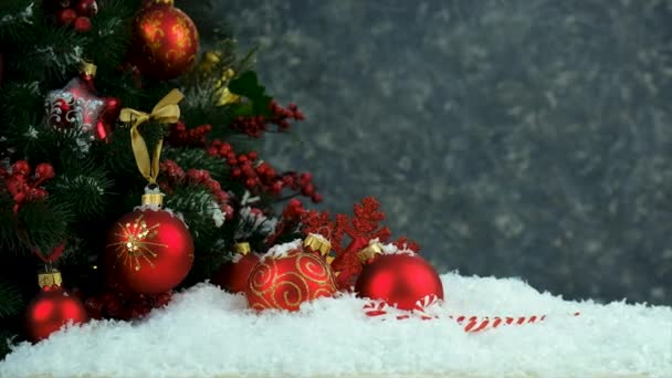 Christmas Decor Background Christmas Tree Selective Focus Holiday — Stock Video