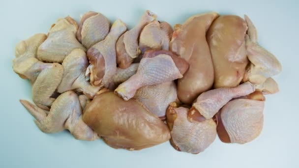 Hafif Arka Planda Tavuk Eti Seçici Odaklanma Yiyecek — Stok video