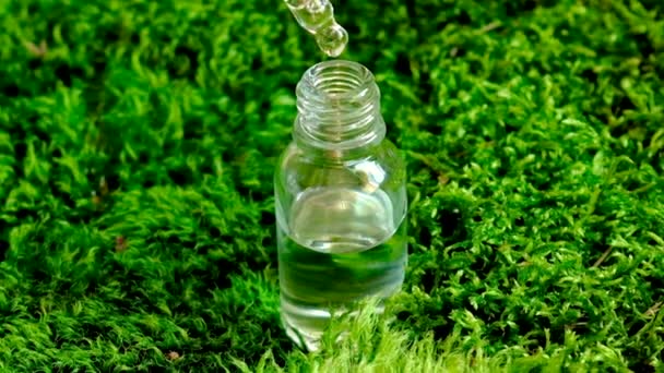 Oli Essenziali Piccole Bottiglie Concentrazione Selettiva Natura — Video Stock
