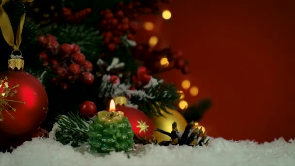 Decoración Navidad Fondo Del Árbol Navidad Enfoque Selectivo Vacaciones — Vídeo de stock