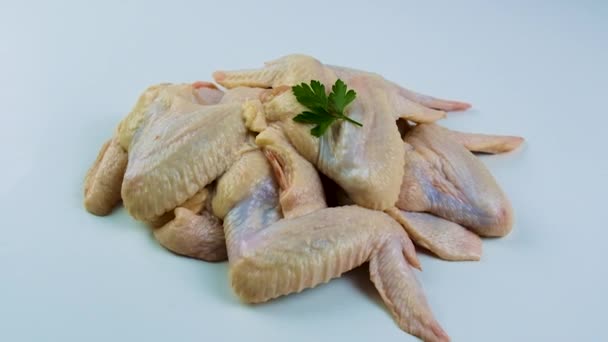 Hafif Arka Planda Tavuk Eti Seçici Odaklanma Yiyecek — Stok video