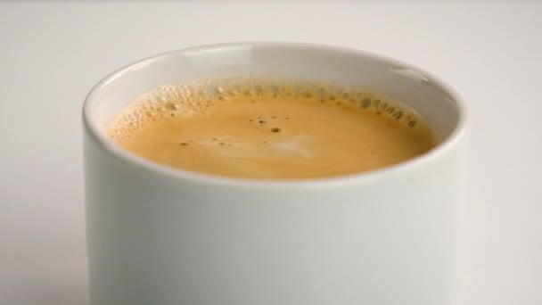 Cup Coffee Foam Close Selective Focus Drink — Stock Video