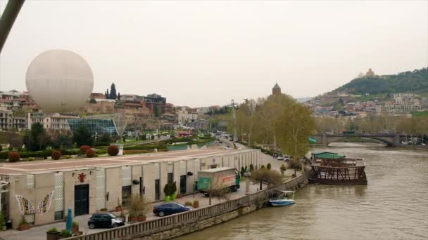 April 2022 Georgia Tbilisi Old City Kura River Selective Focus — Video