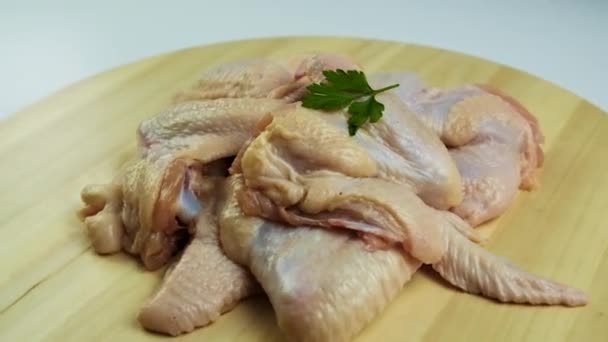 Hühnerfleisch Auf Hellem Hintergrund Selektiver Fokus Lebensmittel — Stockvideo
