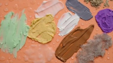 Different smears of cosmetics. Selective focus. Spa.