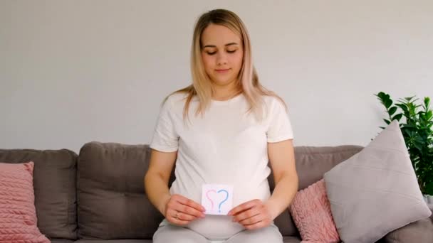 Pregnant Woman Who Question Mark Selective Focus Cute — Stock Video