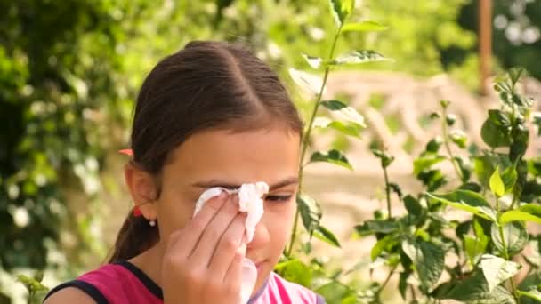 Дитина Має Алергію Квіти Вибірковий Фокус Природа — стокове відео