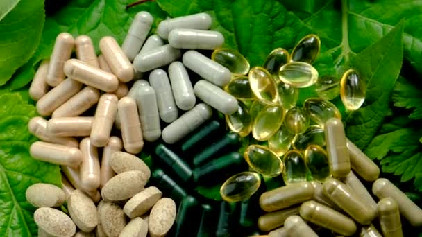 Homeopatía Deja Tabletas Cápsulas Enfoque Selectivo Naturaleza — Vídeos de Stock