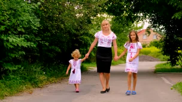 Die Kinder Wyschywanka Sind Patrioten Der Ukraine Selektiver Fokus Natur — Stockvideo