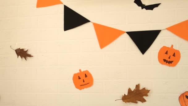 Chambre Enfants Halloween Citrouille Concentration Sélective Enfant — Video