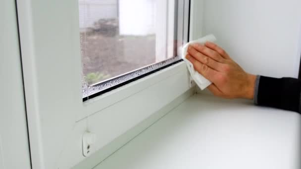 Wipe Condensation Window Selective Focus Nature — Stock Video