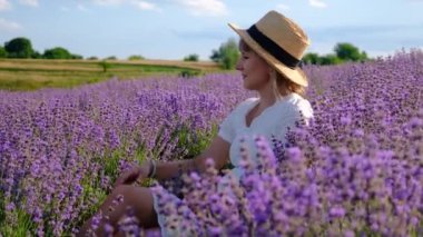 woman in a lavender field. selective focus. nature.