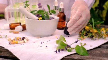 Alternatif ilaç şifalı bitkiler. Seçici odaklanma. Doğa.