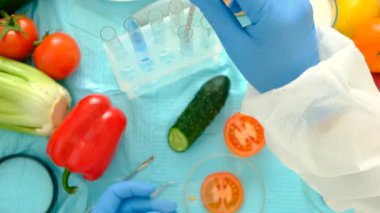 Laboratuvarda yiyecek araştırması. Seçici odaklanma. Doğa.