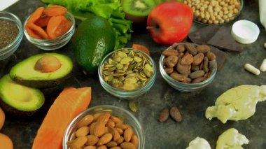 Magnezyum içeren gıda ürünleri. Seçici odaklanma. Doğa.