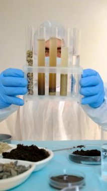 Laboratuvarda toprak testi. Seçici odaklanma. Doğa.