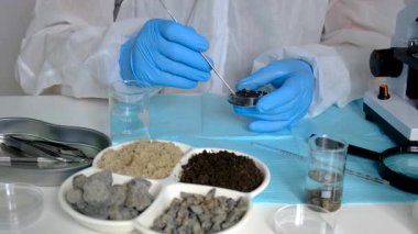 Laboratuvarda toprak testi. Seçici odaklanma. Doğa.