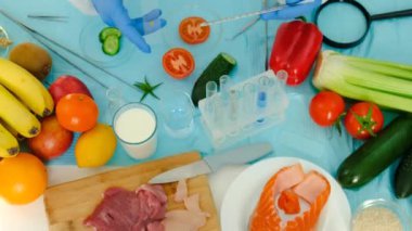 Laboratuvarda yiyecek araştırması. Seçici odaklanma. Doğa.