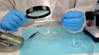 Laboratuvardaki test tüpüne tik tak. Seçici odaklanma. Doğa.