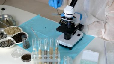 Laboratuvarda toprak testi. Seçici odaklanma. Doğa.