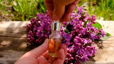 Leylak çiçeği özü ve diyet takviyeleri. Seçici odaklanma. Doğa.