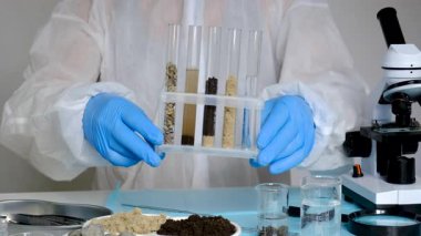 Laboratuvarda toprak testi. Seçici odaklanma. Doğa.