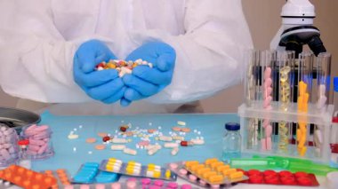 Laboratuvarda incelenecek ilaçlar. Seçici odaklanma. Uyuşturucu.