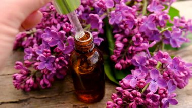 Leylak çiçeği özü ve diyet takviyeleri. Seçici odaklanma. Doğa.