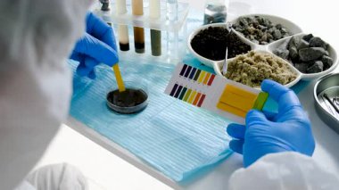 Laboratuvarda toprak testi. Seçici odaklanma. Doğa.