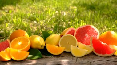 Farklı narenciye dilimlenmiş arka plan. Seçici odaklanma. yiyecek.
