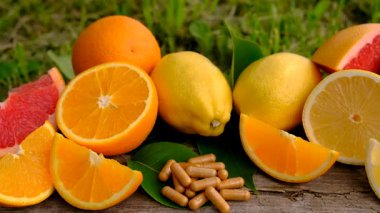 C vitamini ve narenciye. Seçici odaklanma. yiyecek.