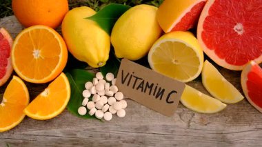 C vitamini ve narenciye. Seçici odaklanma. yiyecek.