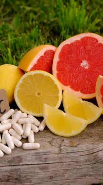 C vitamini ve narenciye. Seçici odaklanma. yiyecek.