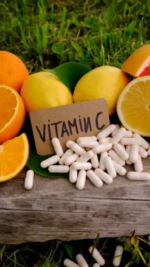 C vitamini ve narenciye. Seçici odaklanma. yiyecek.