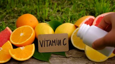 C vitamini ve narenciye. Seçici odaklanma. yiyecek.