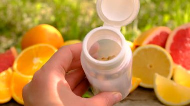 C vitamini ve narenciye. Seçici odaklanma. yiyecek.