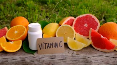 C vitamini ve narenciye. Seçici odaklanma. yiyecek.