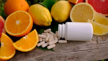 C vitamini ve narenciye. Seçici odaklanma. yiyecek.