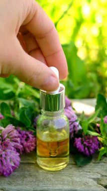 Kırmızı Yonca Özütü ve İlaveleri. Seçici Odaklanma. Doğa.